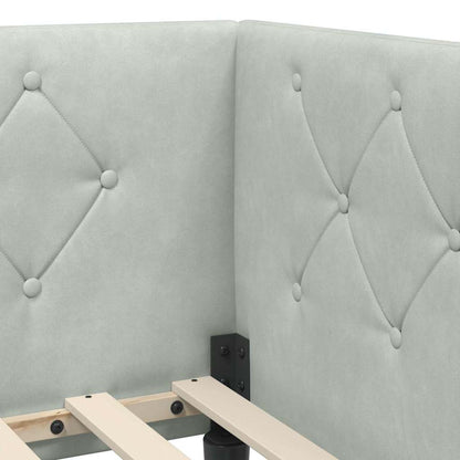 Cornice del letto ad angolo Grigio chiaro 90 x 190 cm Velluto | homemem39