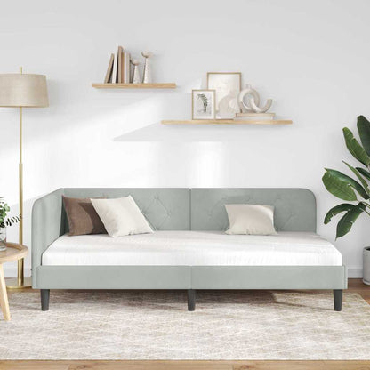 Cornice del letto ad angolo Grigio chiaro 90 x 190 cm Velluto | homemem39