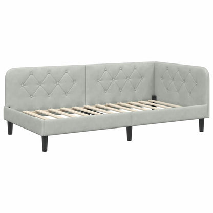 Cornice del letto ad angolo Grigio chiaro 90 x 190 cm Velluto | homemem39