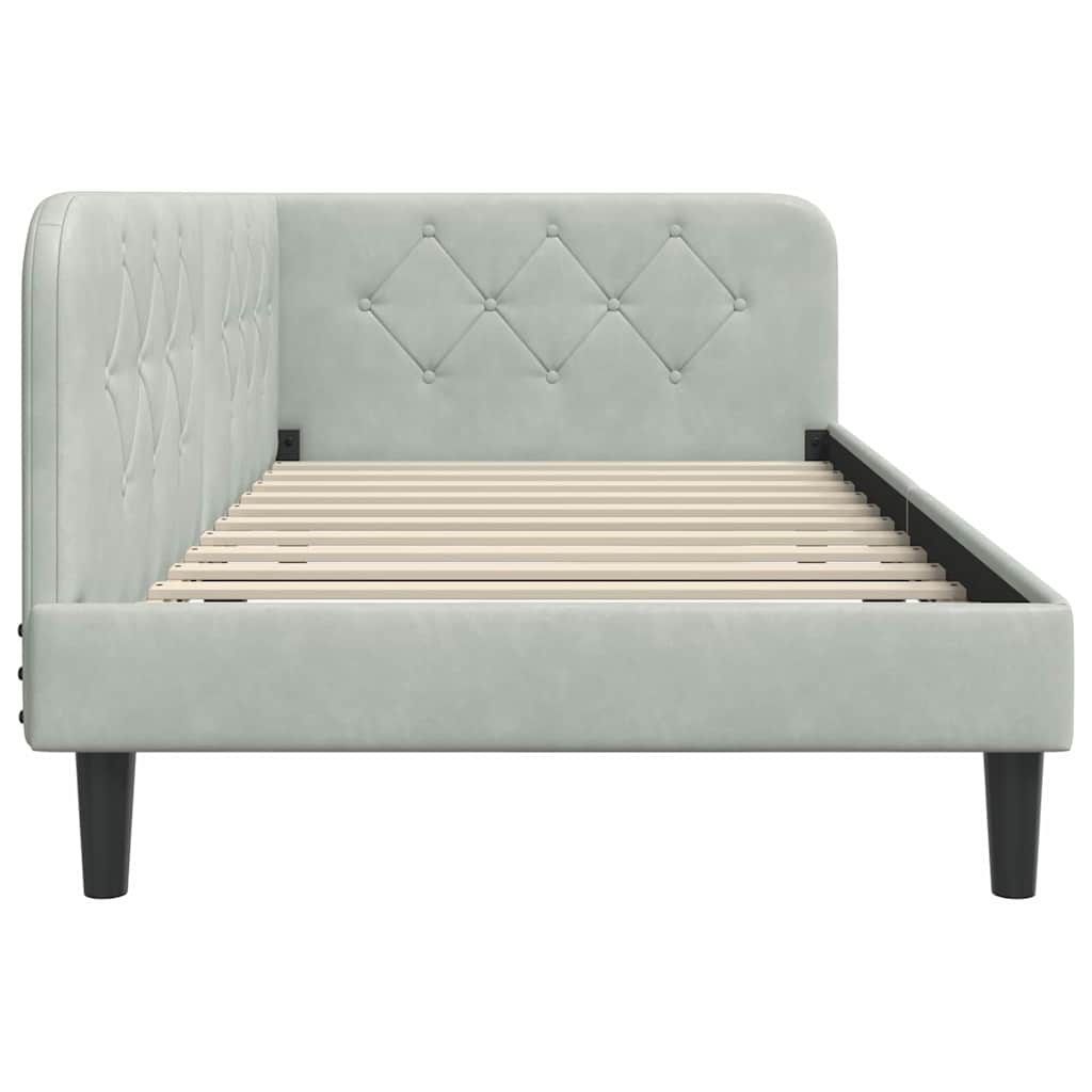 Cornice del letto ad angolo Grigio chiaro 90 x 190 cm Velluto | homemem39