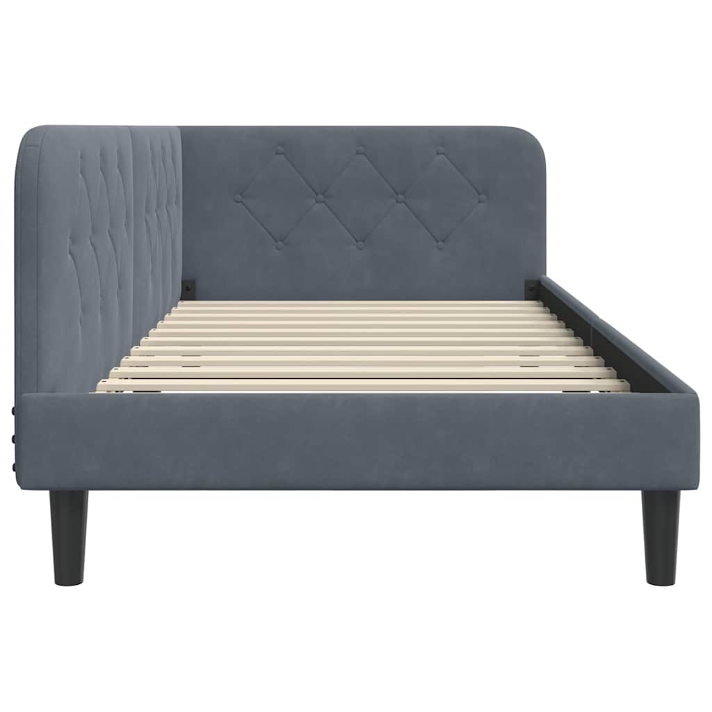 Cornice del letto ad angolo Grigio scuro 90 x 190 cm Velluto | homemem39