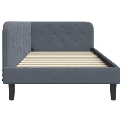 Cornice del letto ad angolo Grigio scuro 90 x 190 cm Velluto | homemem39