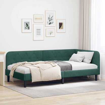 Cornice del letto ad angolo Verde Scuro 90 x 190 cm Velluto | homemem39
