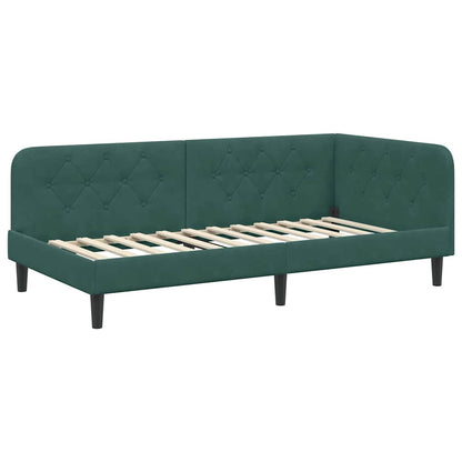Cornice del letto ad angolo Verde Scuro 90 x 190 cm Velluto | homemem39