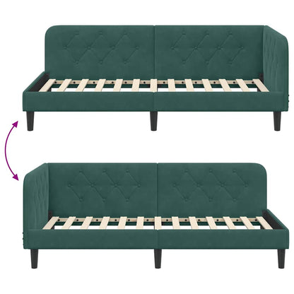 Cornice del letto ad angolo Verde Scuro 90 x 190 cm Velluto | homemem39