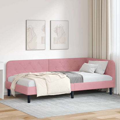 Cornice del letto ad angolo Rosa 90 x 190 cm Velluto | homemem39