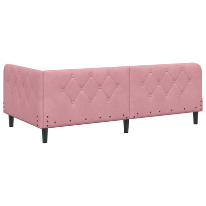 Cornice del letto ad angolo Rosa 90 x 190 cm Velluto | homemem39