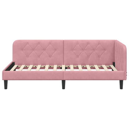 Cornice del letto ad angolo Rosa 90 x 190 cm Velluto | homemem39