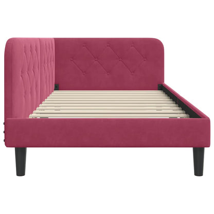Cornice del letto ad angolo Rosso Vino 90 x 190 cm Velluto | homemem39