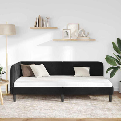 Cornice del letto ad angolo Nero 90 x 190 cm Velluto | homemem39