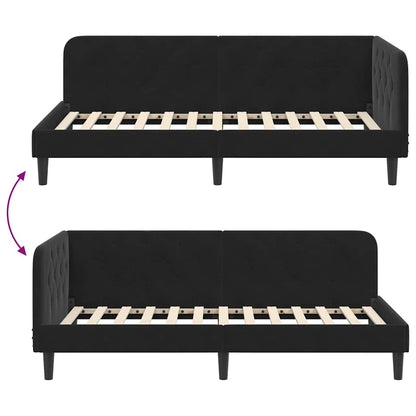 Cornice del letto ad angolo Nero 90 x 190 cm Velluto | homemem39