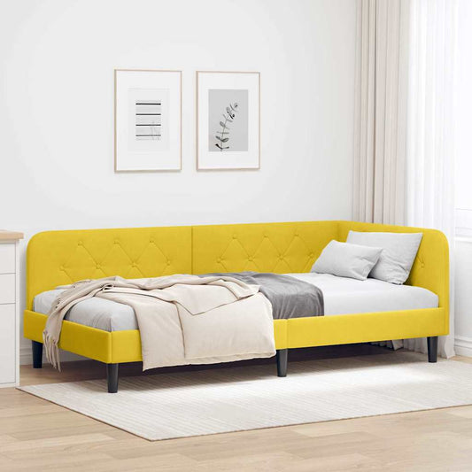 Cornice del letto ad angolo Giallo 90 x 190 cm Velluto | homemem39