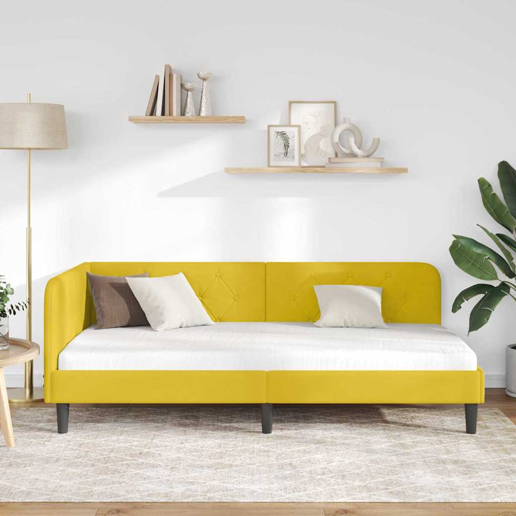 Cornice del letto ad angolo Giallo 90 x 190 cm Velluto | homemem39