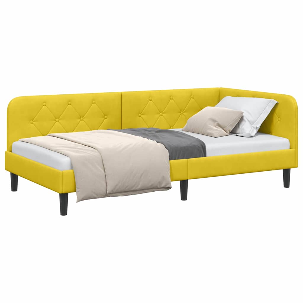Cornice del letto ad angolo Giallo 90 x 190 cm Velluto | homemem39