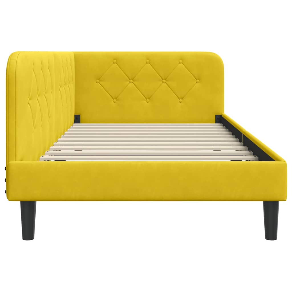 Cornice del letto ad angolo Giallo 90 x 190 cm Velluto | homemem39
