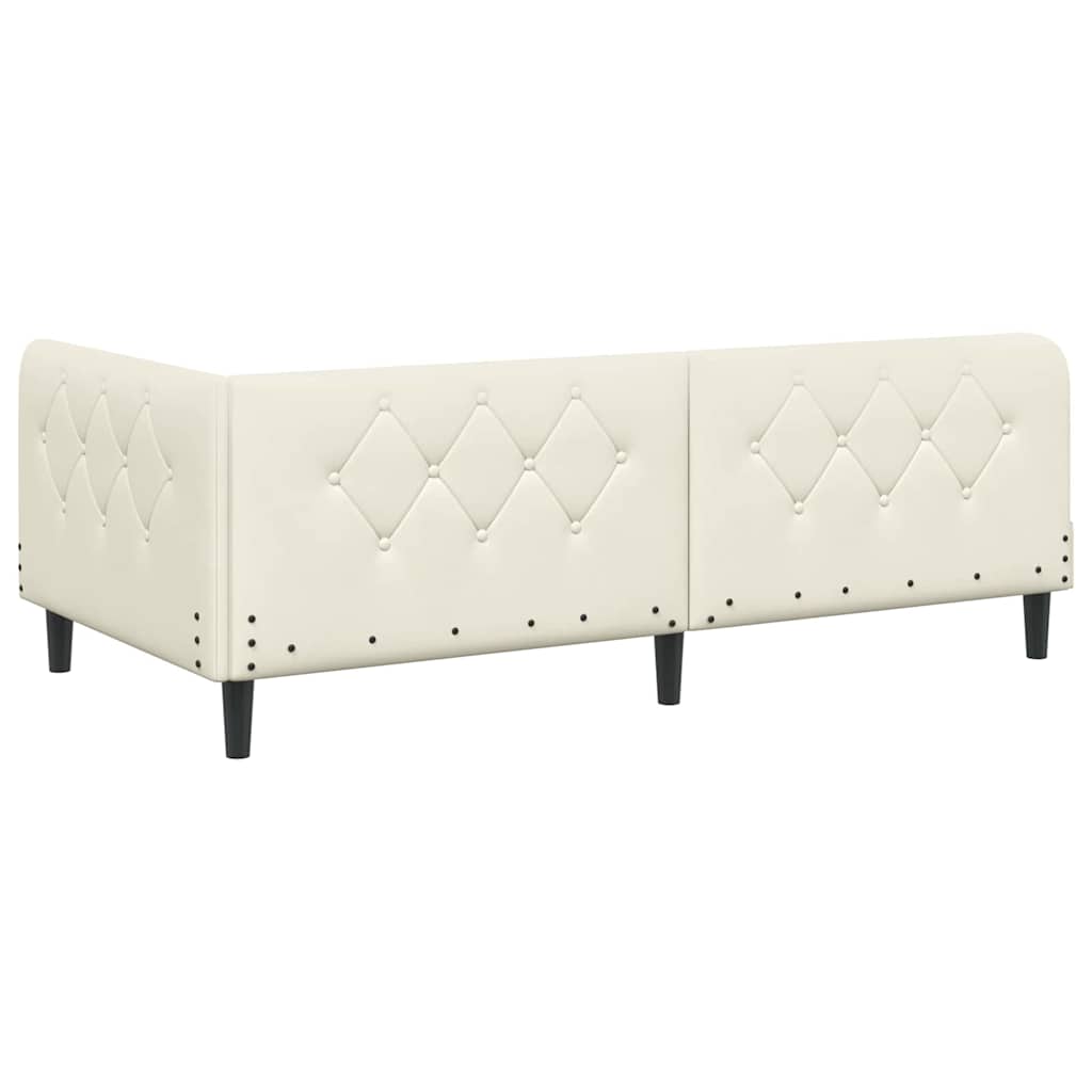 Cornice del letto ad angolo Crema 90 x 190 cm Velluto | homemem39