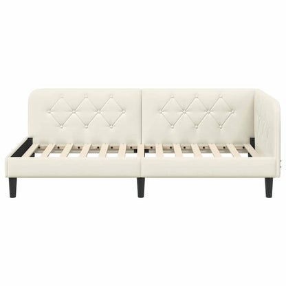 Cornice del letto ad angolo Crema 90 x 190 cm Velluto | homemem39