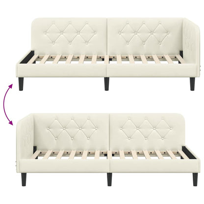Cornice del letto ad angolo Crema 90 x 190 cm Velluto | homemem39