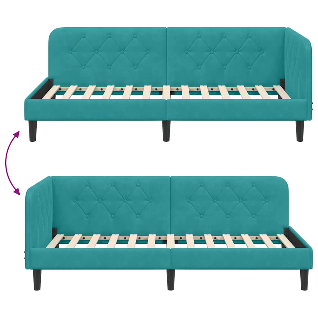 Cornice del letto ad angolo Turchese 90 x 190 cm Velluto | homemem39