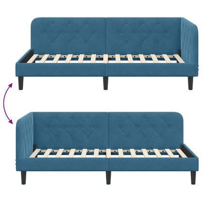 Cornice del letto ad angolo Blu 90 x 200 cm Velluto | homemem39