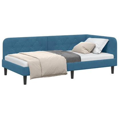 Cornice del letto ad angolo Blu 90 x 200 cm Velluto | homemem39