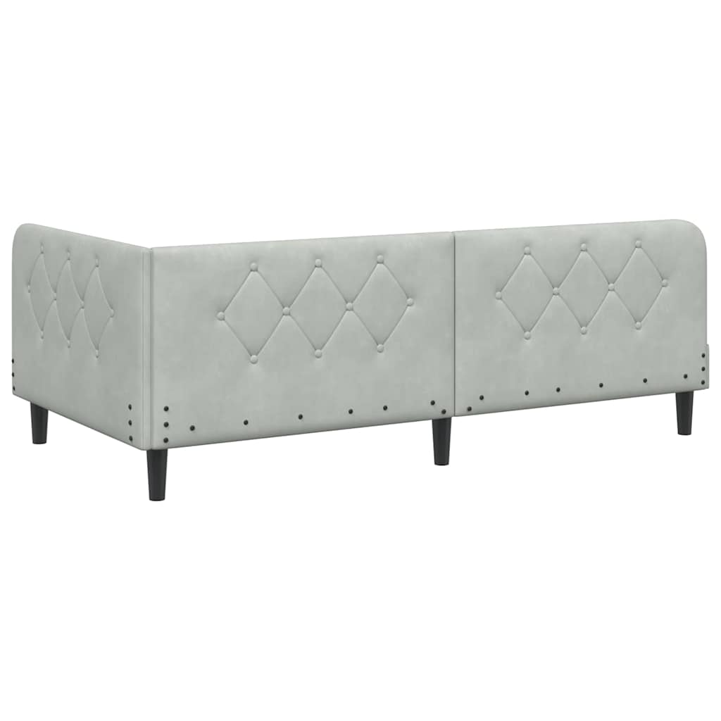 Cornice del letto ad angolo Grigio chiaro 90 x 200 cm Velluto | homemem39