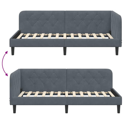 Cornice del letto ad angolo Grigio scuro 90 x 200 cm Velluto | homemem39