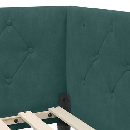 Cornice del letto ad angolo Verde Scuro 90 x 200 cm Velluto | homemem39