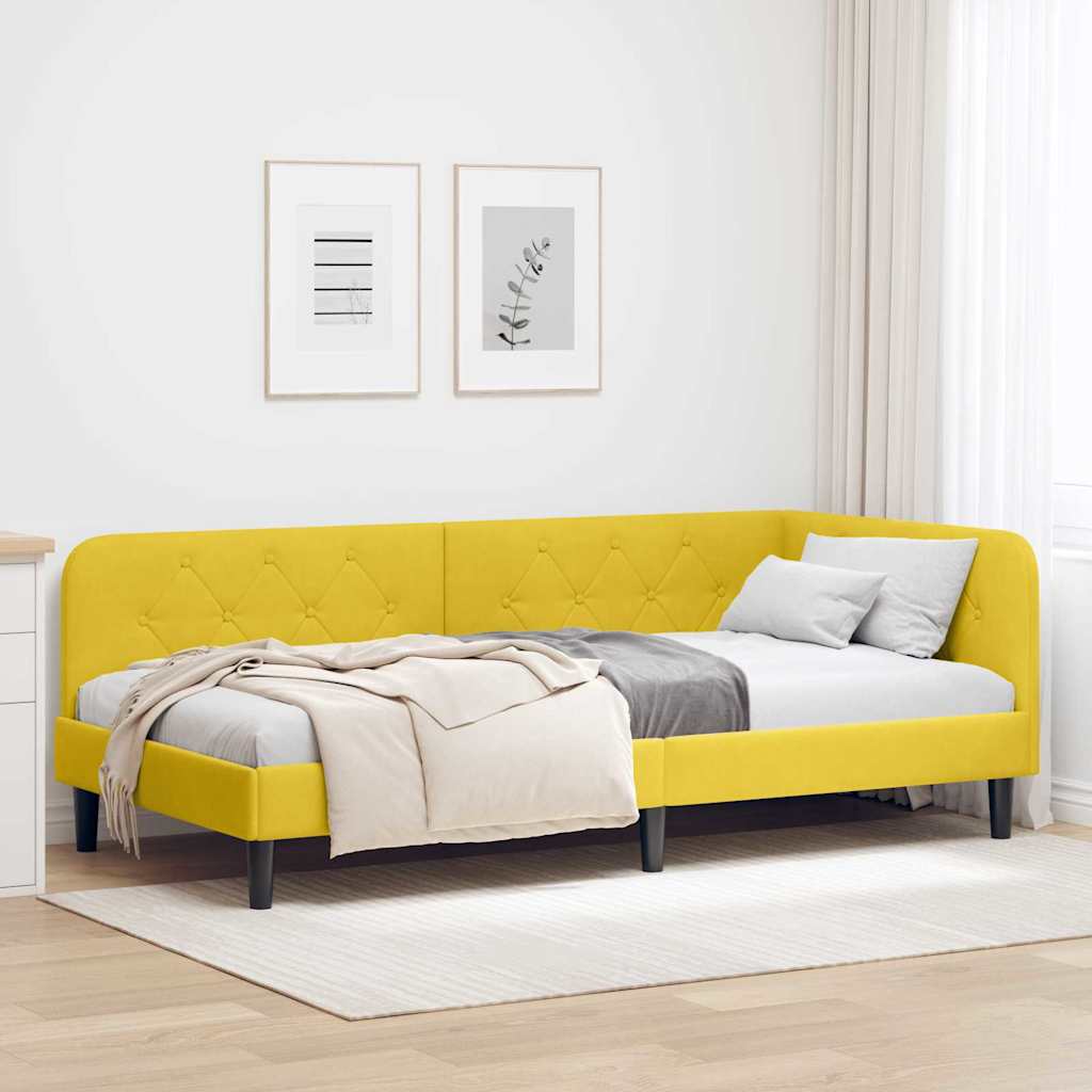 Cornice del letto ad angolo Giallo 90 x 200 cm Velluto | homemem39
