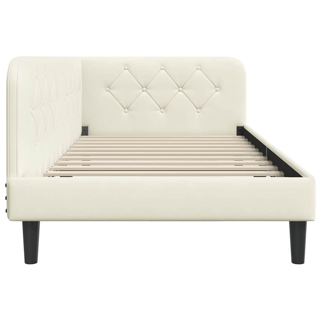 Cornice del letto ad angolo Crema 90 x 200 cm Velluto | homemem39