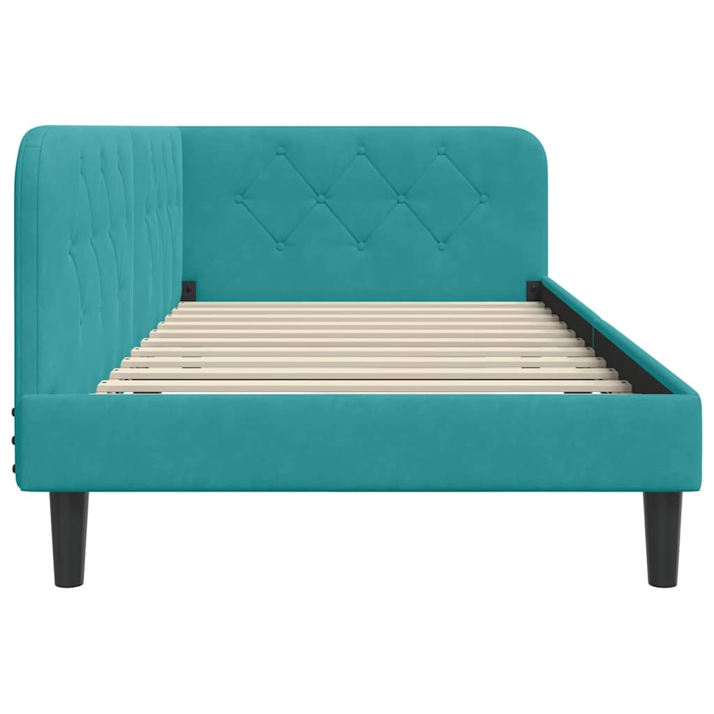 Cornice del letto ad angolo Turchese 90 x 200 cm Velluto | homemem39