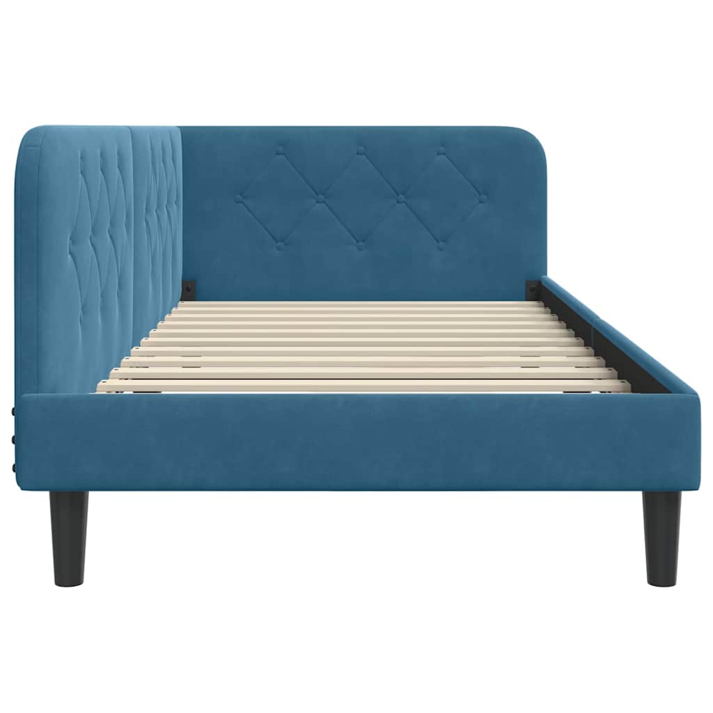 Cornice del letto ad angolo Blu 100 x 200 cm Velluto | homemem39