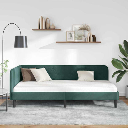 Cornice del letto ad angolo Verde Scuro 100 x 200 cm Velluto | homemem39