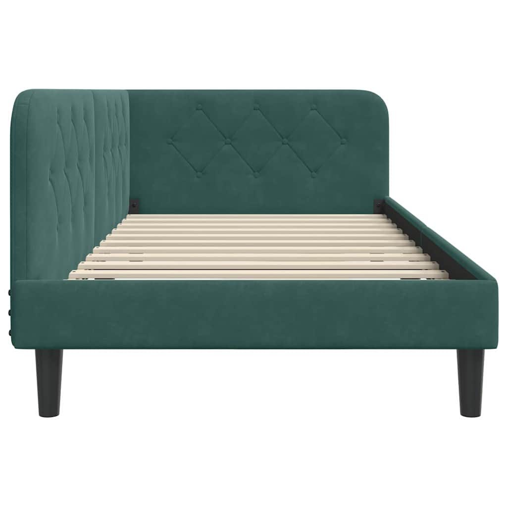 Cornice del letto ad angolo Verde Scuro 100 x 200 cm Velluto | homemem39
