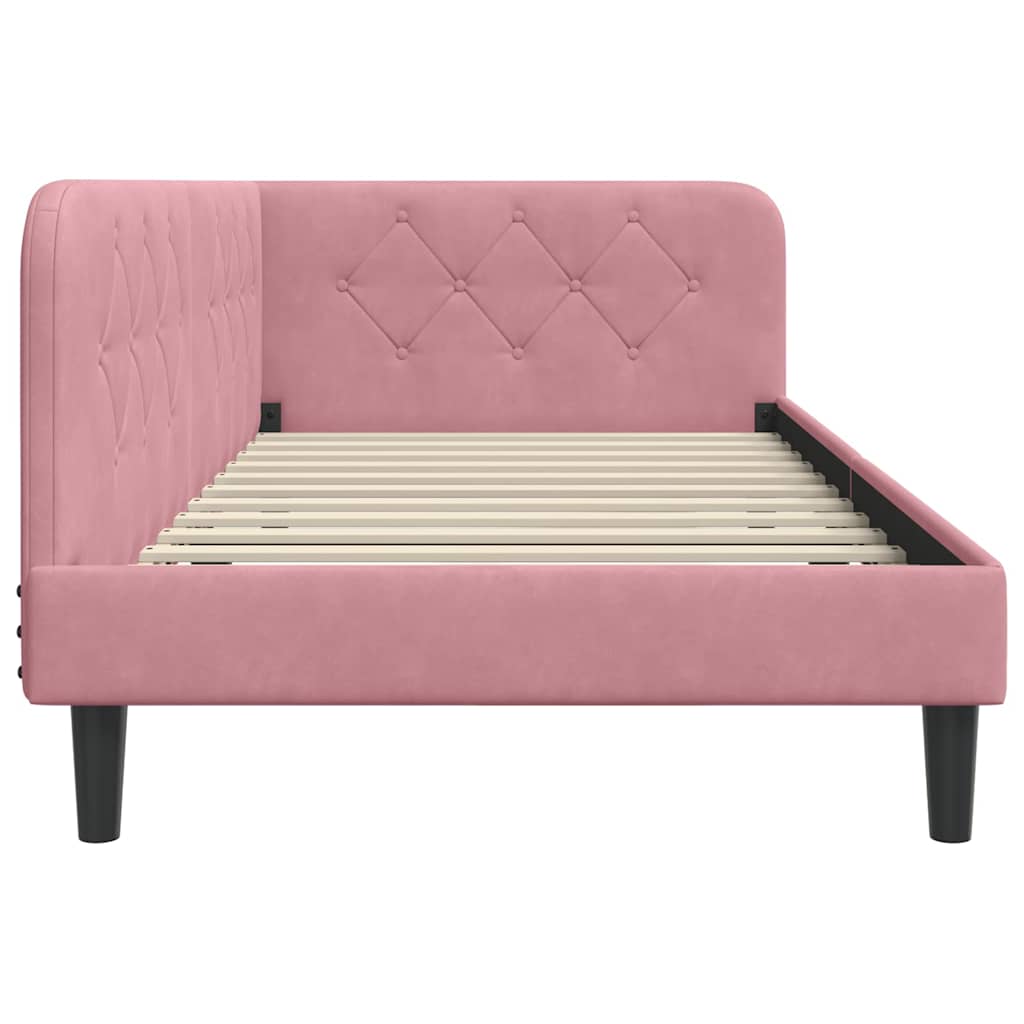 Cornice del letto ad angolo Rosa 100 x 200 cm Velluto | homemem39