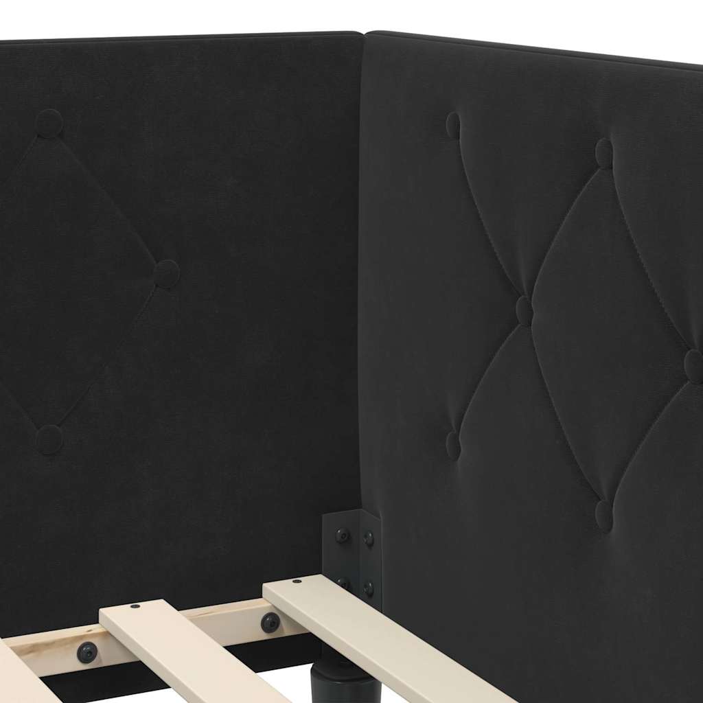 Cornice del letto ad angolo Nero 100 x 200 cm Velluto | homemem39