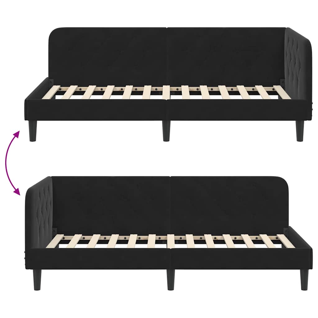 Cornice del letto ad angolo Nero 100 x 200 cm Velluto | homemem39