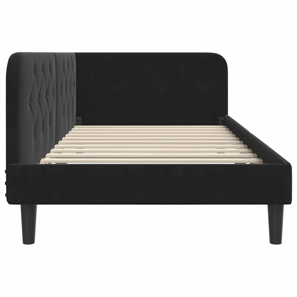 Cornice del letto ad angolo Nero 100 x 200 cm Velluto | homemem39