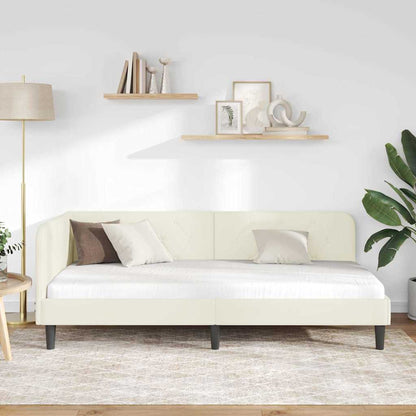 Cornice del letto ad angolo Crema 100 x 200 cm Velluto | homemem39