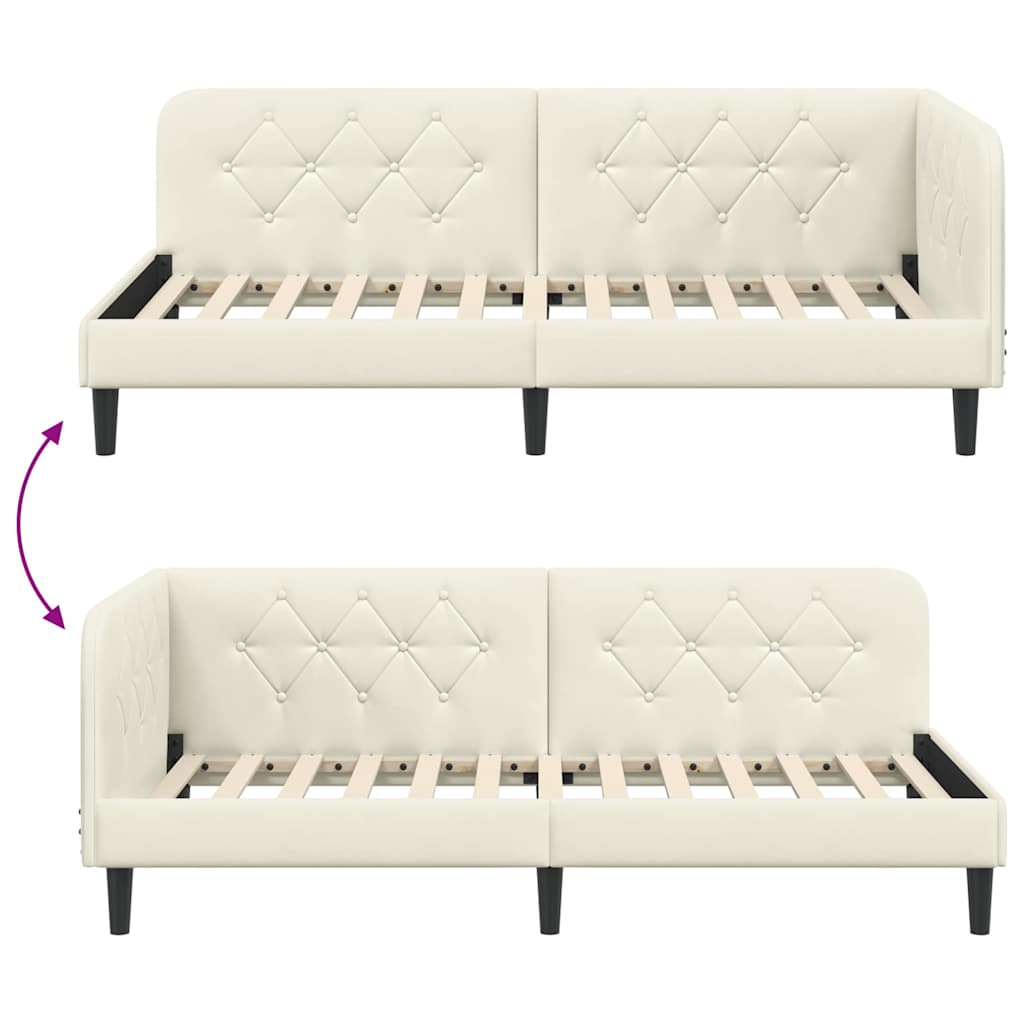 Cornice del letto ad angolo Crema 100 x 200 cm Velluto | homemem39