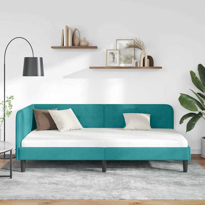 Cornice del letto ad angolo Turchese 100 x 200 cm Velluto | homemem39