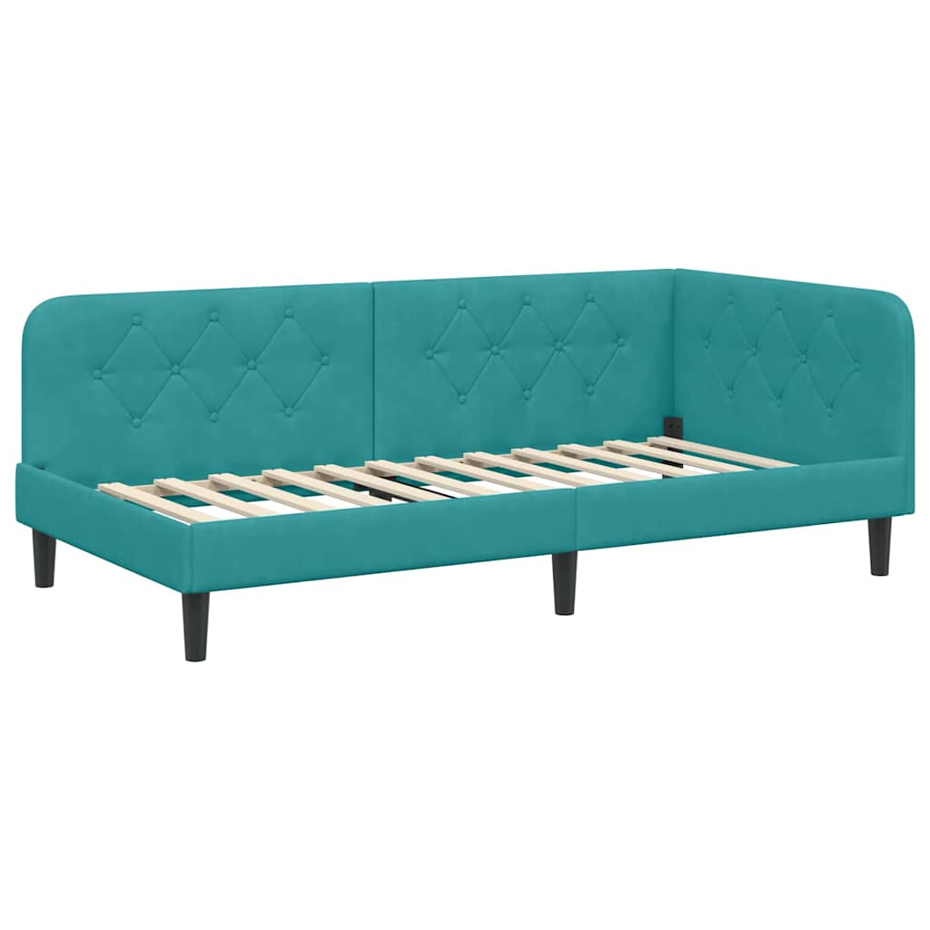 Cornice del letto ad angolo Turchese 100 x 200 cm Velluto | homemem39