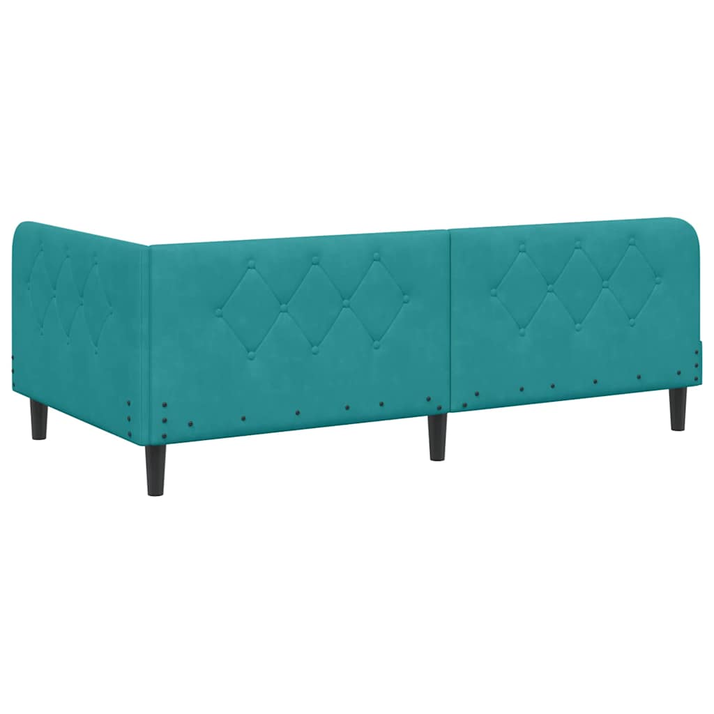 Cornice del letto ad angolo Turchese 100 x 200 cm Velluto | homemem39