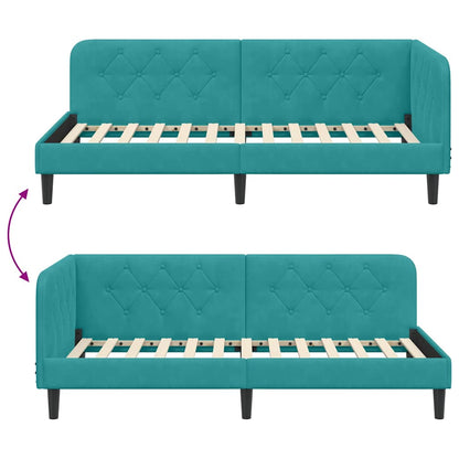 Cornice del letto ad angolo Turchese 100 x 200 cm Velluto | homemem39