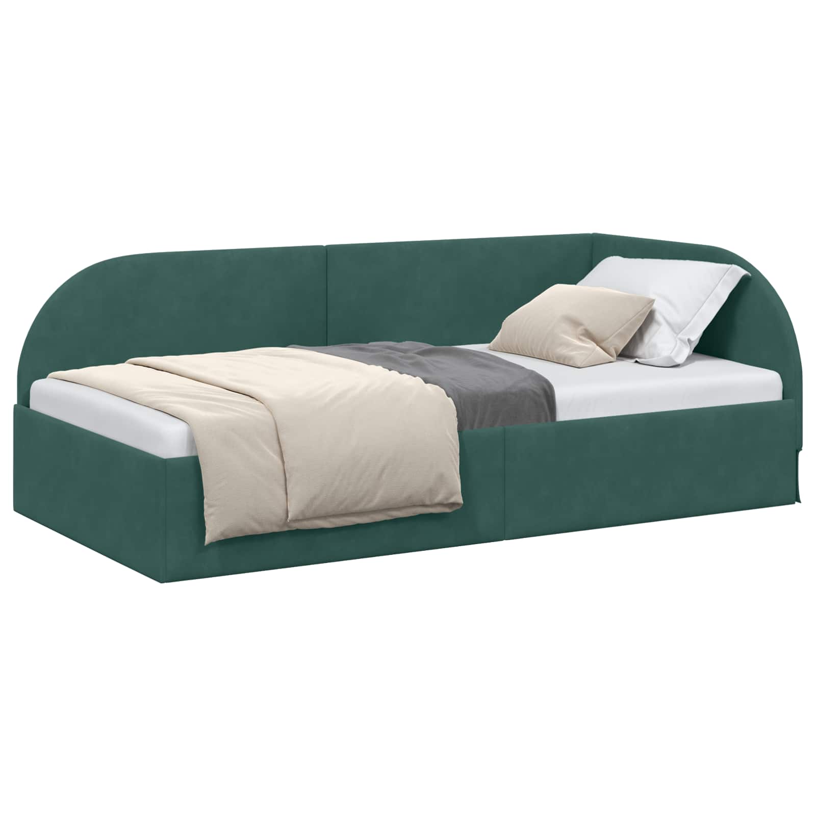 Cornice del letto ad angolo Verde Scuro 80 cm x 200 cm Velluto | homemem39
