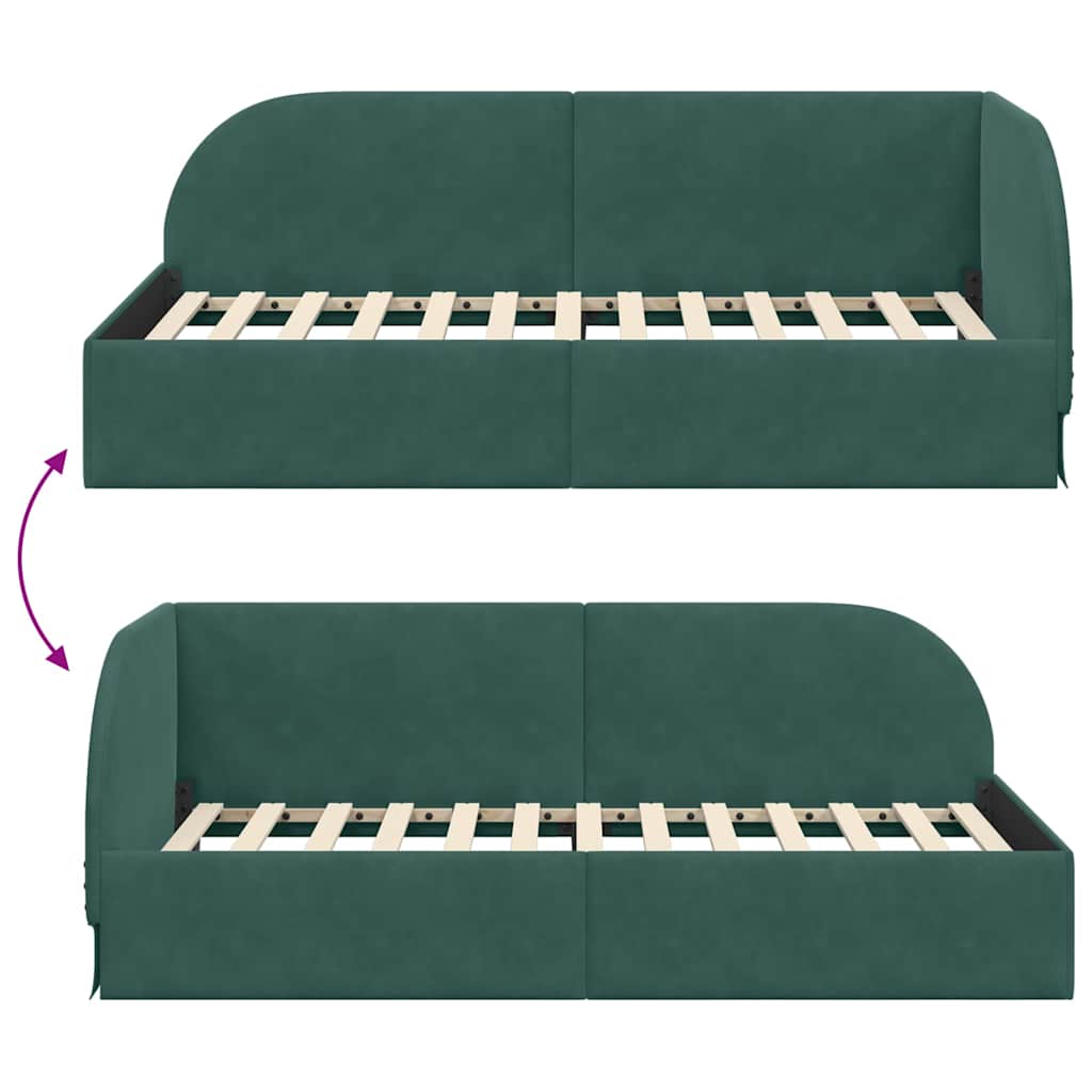 Cornice del letto ad angolo Verde Scuro 80 cm x 200 cm Velluto | homemem39