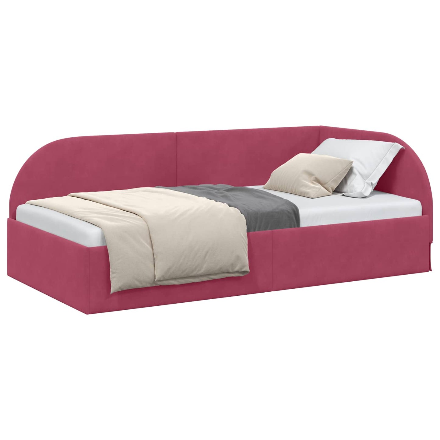 Cornice del letto ad angolo Rosso Vino 80 cm x 200 cm Velluto | homemem39