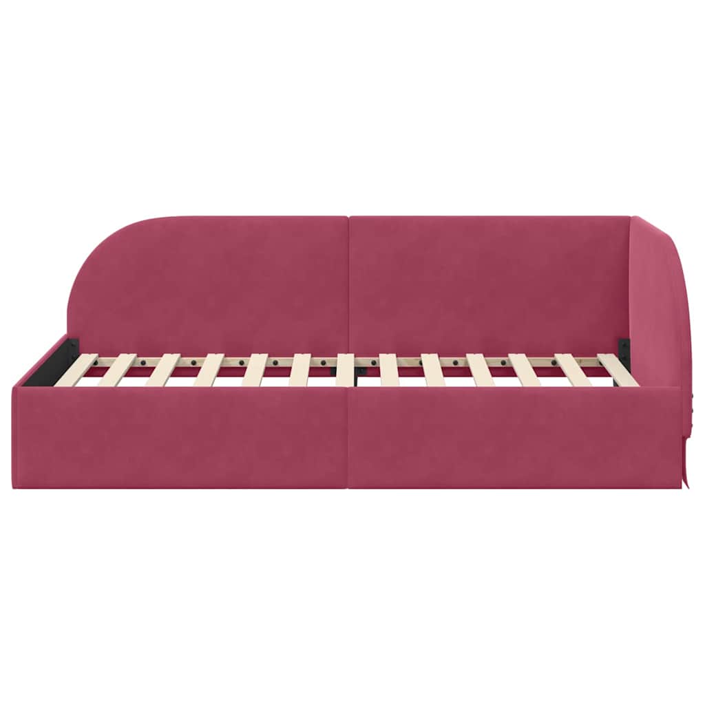 Cornice del letto ad angolo Rosso Vino 80 cm x 200 cm Velluto | homemem39