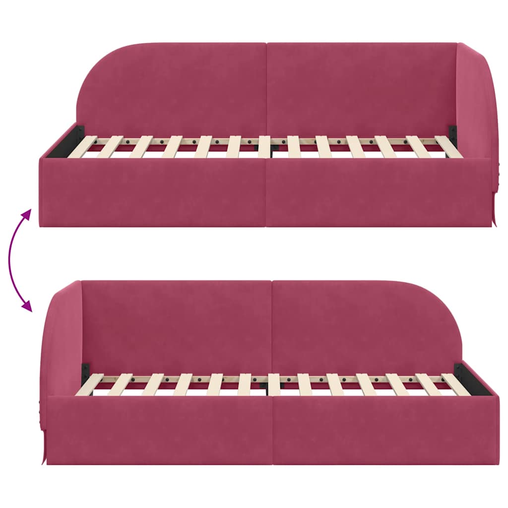 Cornice del letto ad angolo Rosso Vino 80 cm x 200 cm Velluto | homemem39