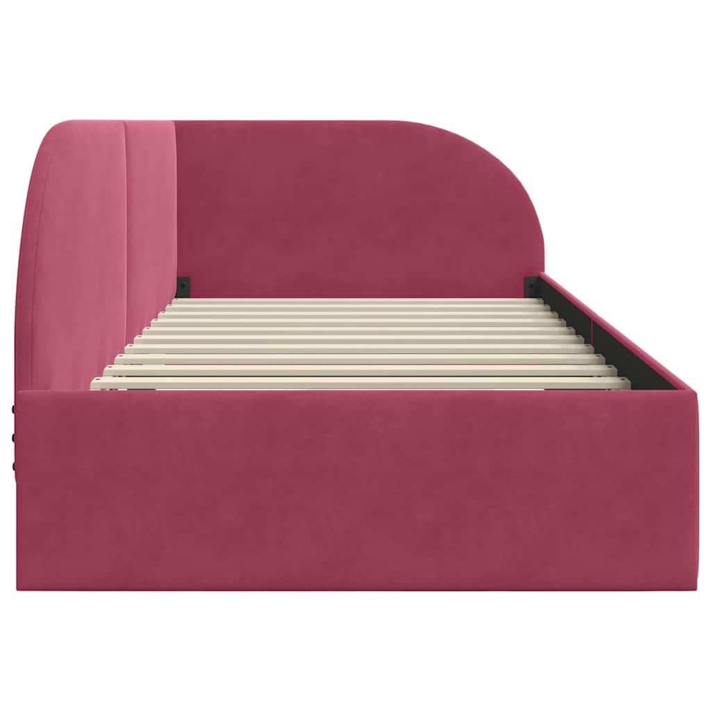 Cornice del letto ad angolo Rosso Vino 80 cm x 200 cm Velluto | homemem39